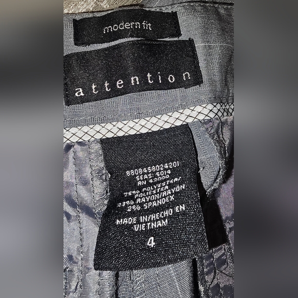 Attention gray windowpane pants. Size 4. Regular length. Modern fit - Picture 4 of 5